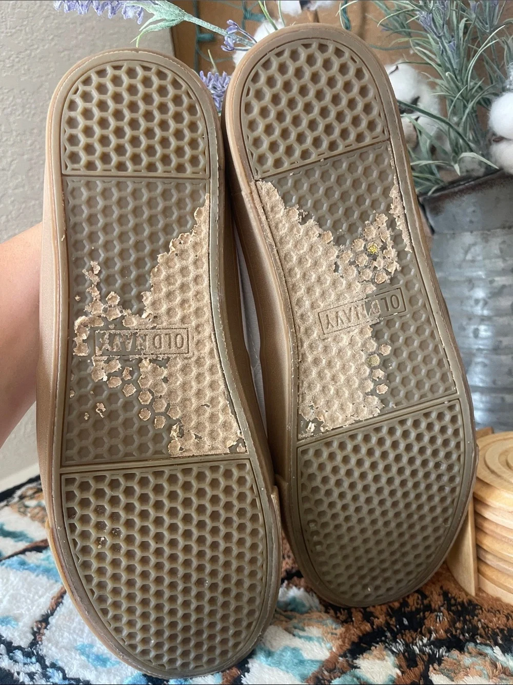 Old Navy White Slip-On Canvas Loafers with Gum Sole